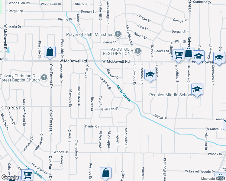 map of restaurants, bars, coffee shops, grocery stores, and more near 2860 Carleton Street in Jackson