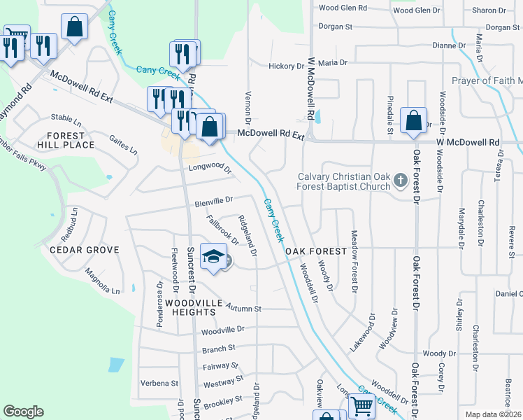 map of restaurants, bars, coffee shops, grocery stores, and more near 2914 Longwood Drive in Jackson