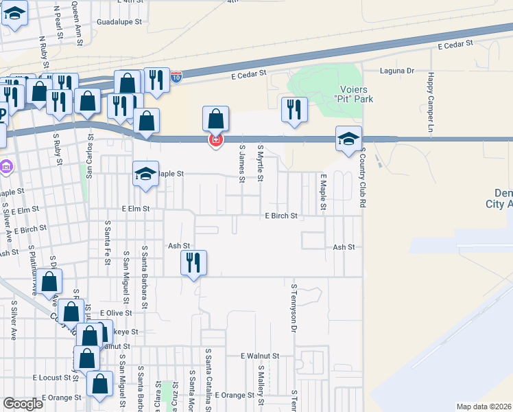 map of restaurants, bars, coffee shops, grocery stores, and more near 501-599 S Myrtle St in Deming