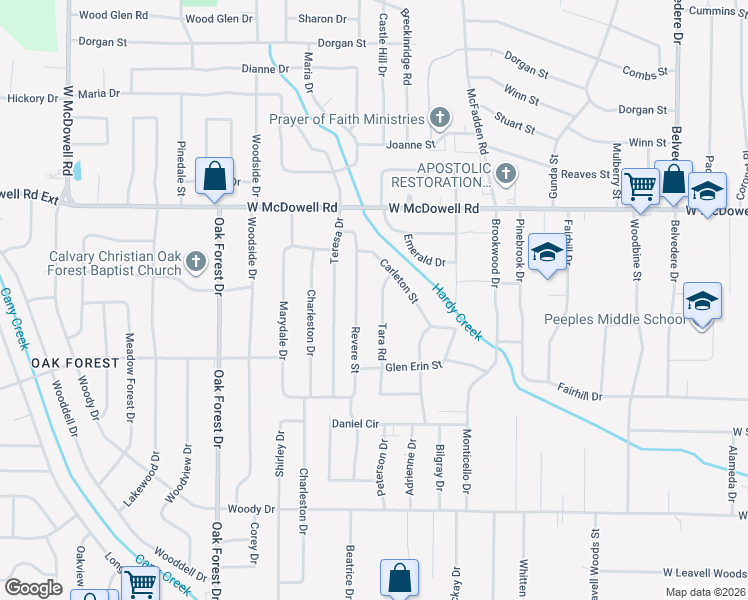 map of restaurants, bars, coffee shops, grocery stores, and more near 2821 Tara Road in Jackson
