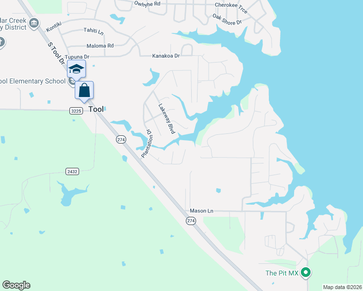 map of restaurants, bars, coffee shops, grocery stores, and more near 314 Sundown Trail in Tool