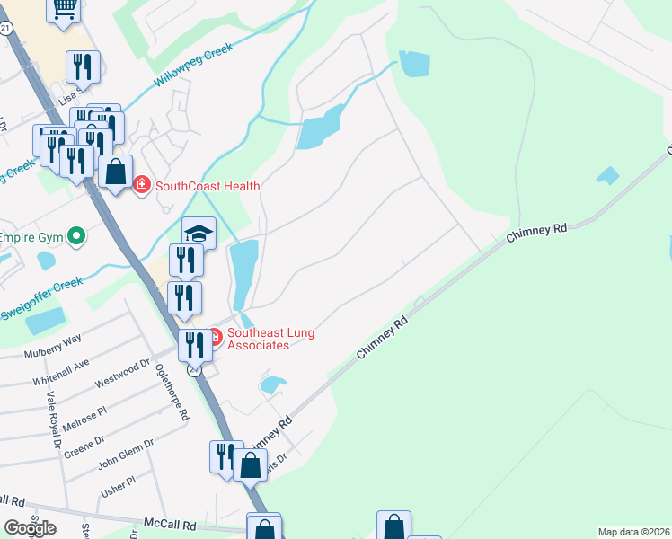 map of restaurants, bars, coffee shops, grocery stores, and more near 142 Palmetto Drive in Rincon