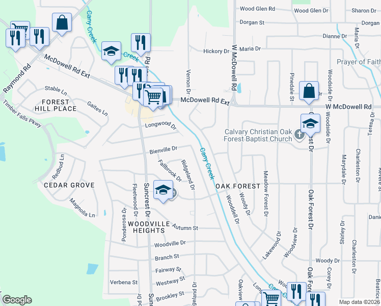 map of restaurants, bars, coffee shops, grocery stores, and more near 2914 Longwood Drive in Jackson