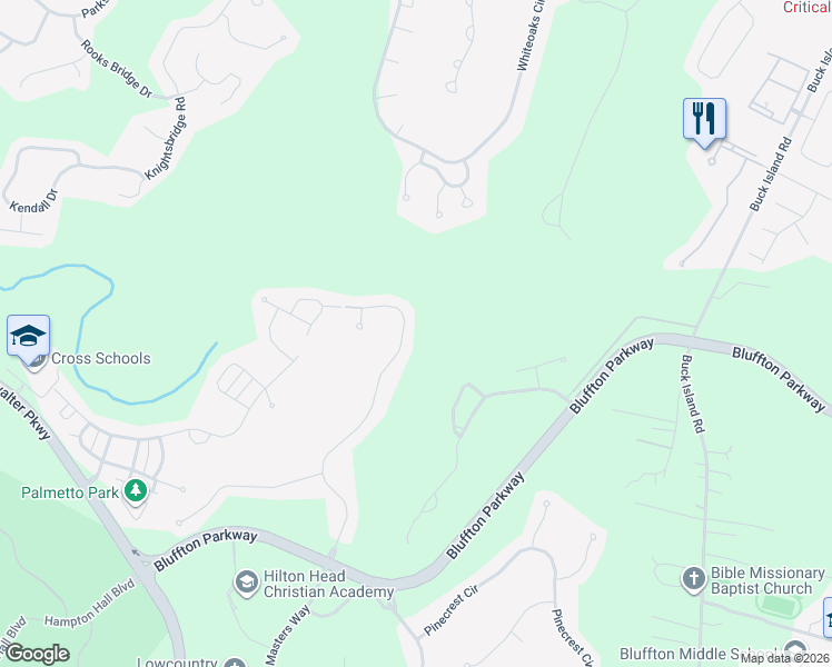 map of restaurants, bars, coffee shops, grocery stores, and more near 82 Trotting Hill Lane in Bluffton