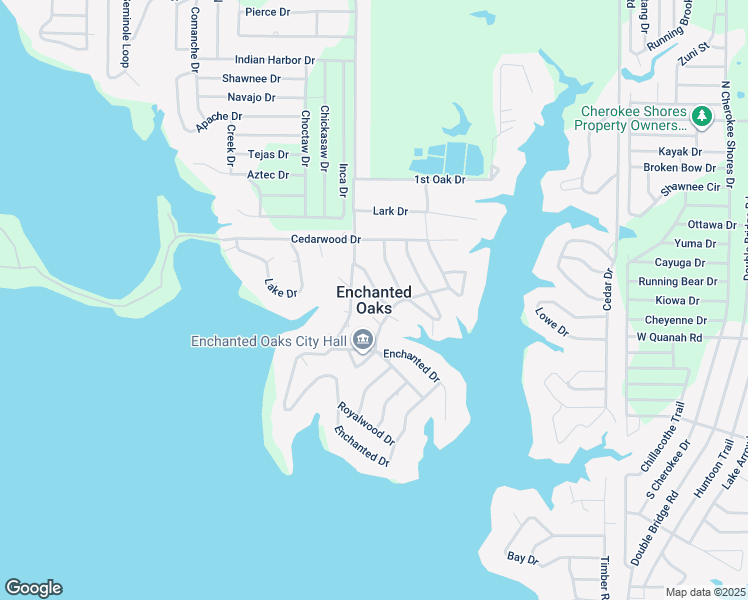 map of restaurants, bars, coffee shops, grocery stores, and more near in Enchanted Oaks