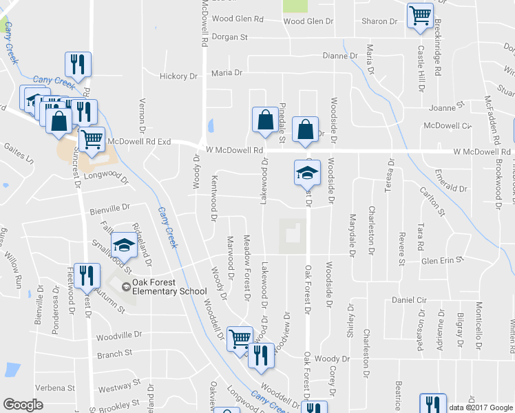 map of restaurants, bars, coffee shops, grocery stores, and more near 2907 Lakewood Drive in Jackson