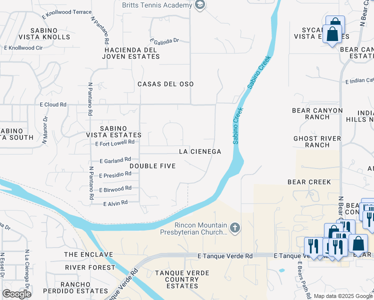 map of restaurants, bars, coffee shops, grocery stores, and more near 3111 North Elena María in Tucson