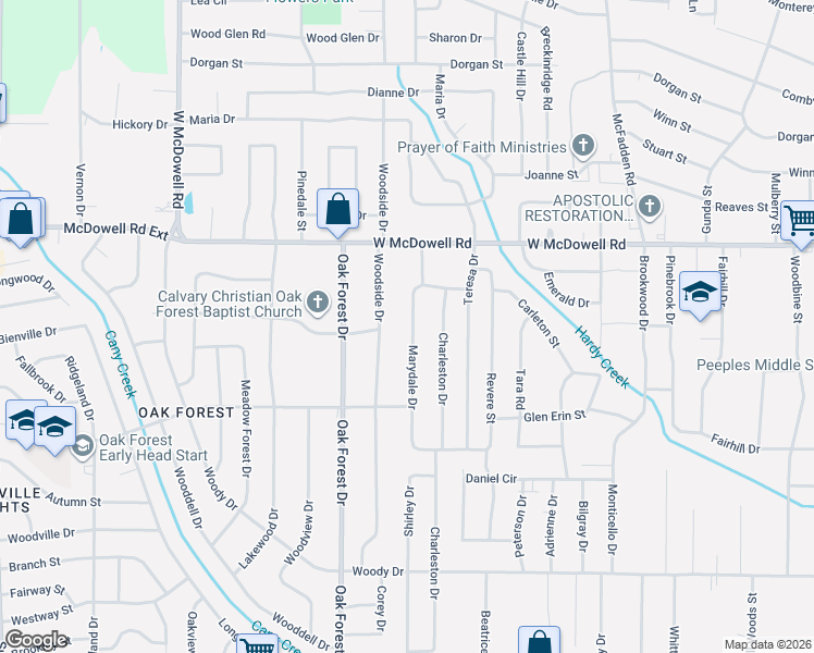 map of restaurants, bars, coffee shops, grocery stores, and more near 2745 Marydale Drive in Jackson
