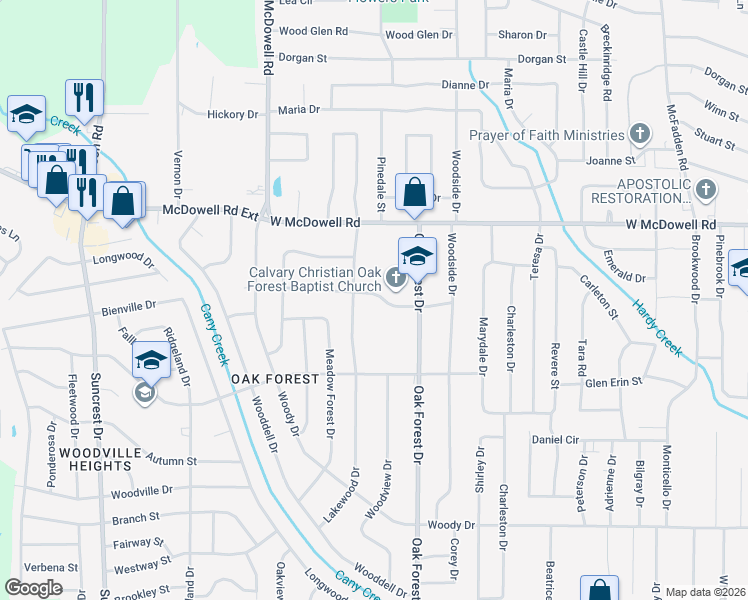 map of restaurants, bars, coffee shops, grocery stores, and more near 1540 Woodburn Street in Jackson