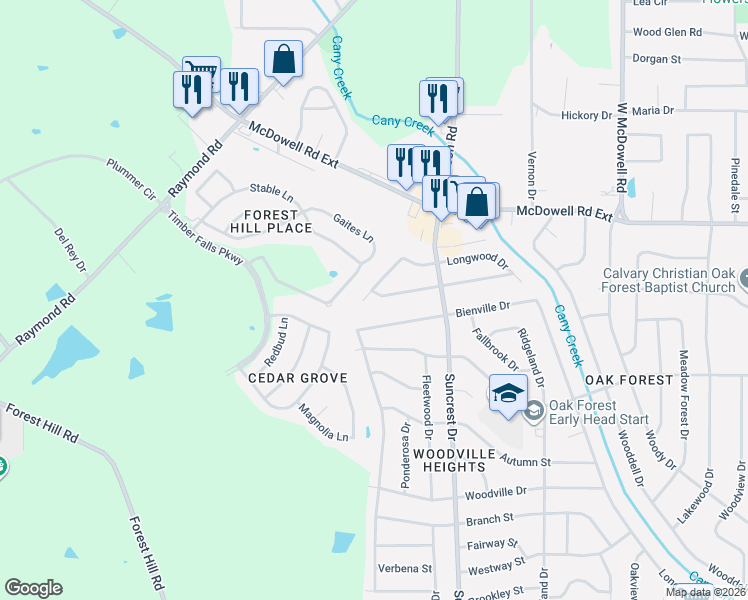 map of restaurants, bars, coffee shops, grocery stores, and more near 1966 Longwood Drive in Jackson