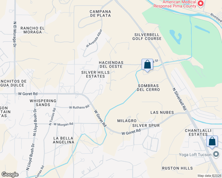 map of restaurants, bars, coffee shops, grocery stores, and more near 3051 West Neosha Street in Tucson