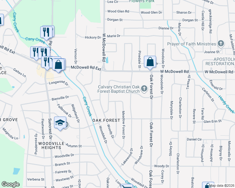 map of restaurants, bars, coffee shops, grocery stores, and more near 1652 Woodburn Street in Jackson
