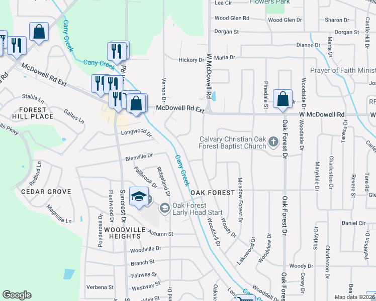 map of restaurants, bars, coffee shops, grocery stores, and more near 1723 Woodburn Street in Jackson
