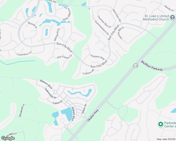 map of restaurants, bars, coffee shops, grocery stores, and more near 6 Twinkling Court in Bluffton