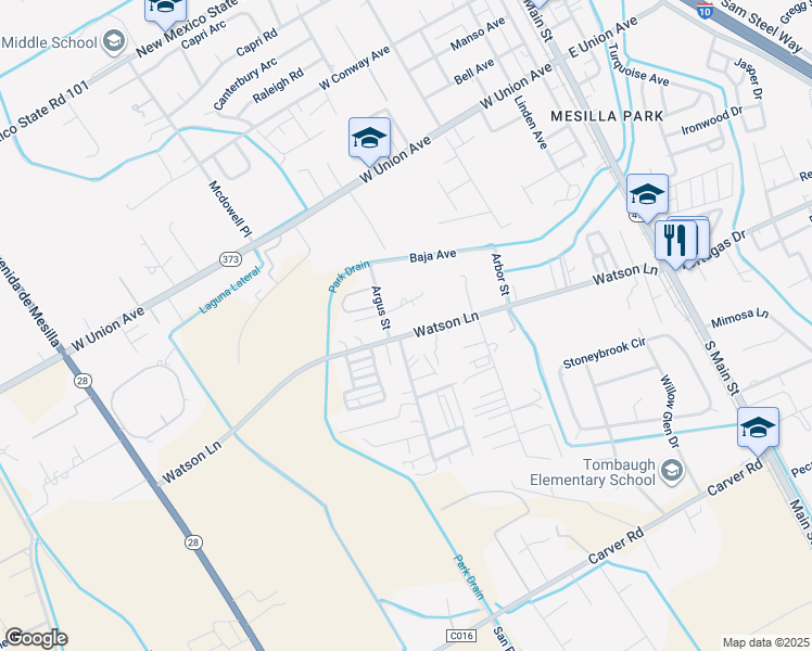 map of restaurants, bars, coffee shops, grocery stores, and more near 737 Windsong Ln in Las Cruces