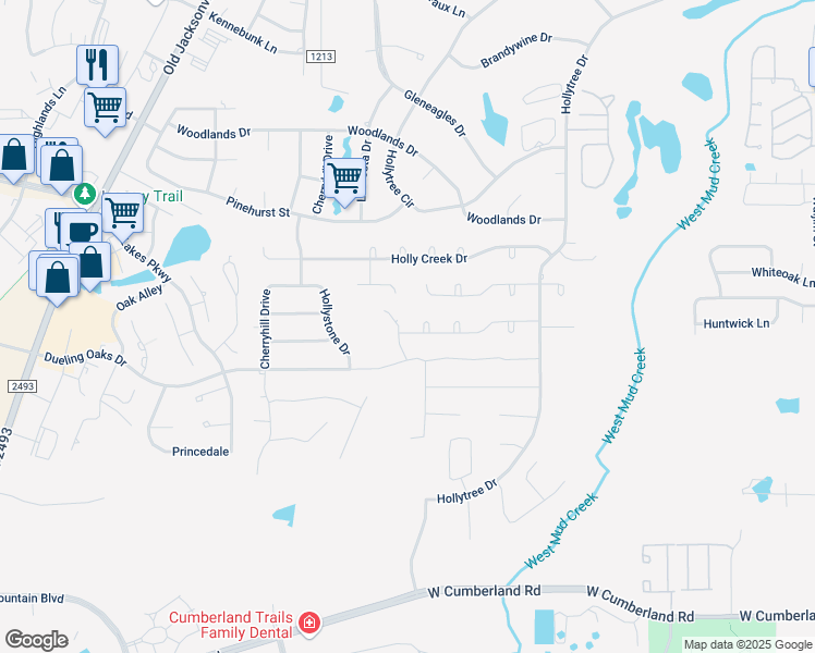 map of restaurants, bars, coffee shops, grocery stores, and more near 7610 Morning Star Drive in Tyler