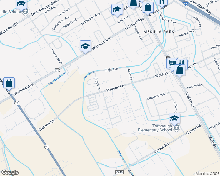 map of restaurants, bars, coffee shops, grocery stores, and more near 720 Watson Lane in Las Cruces