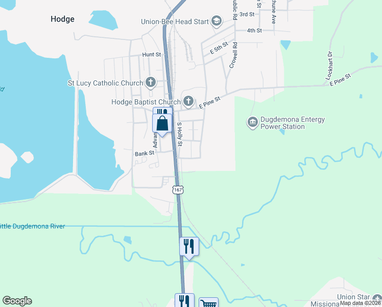 map of restaurants, bars, coffee shops, grocery stores, and more near 849-865 Ash Street in Jonesboro