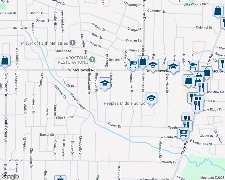 map of restaurants, bars, coffee shops, grocery stores, and more near 817 West McDowell Road in Jackson