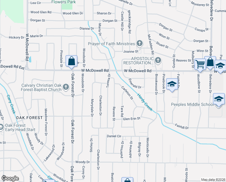 map of restaurants, bars, coffee shops, grocery stores, and more near 2710 Teresa Drive in Jackson