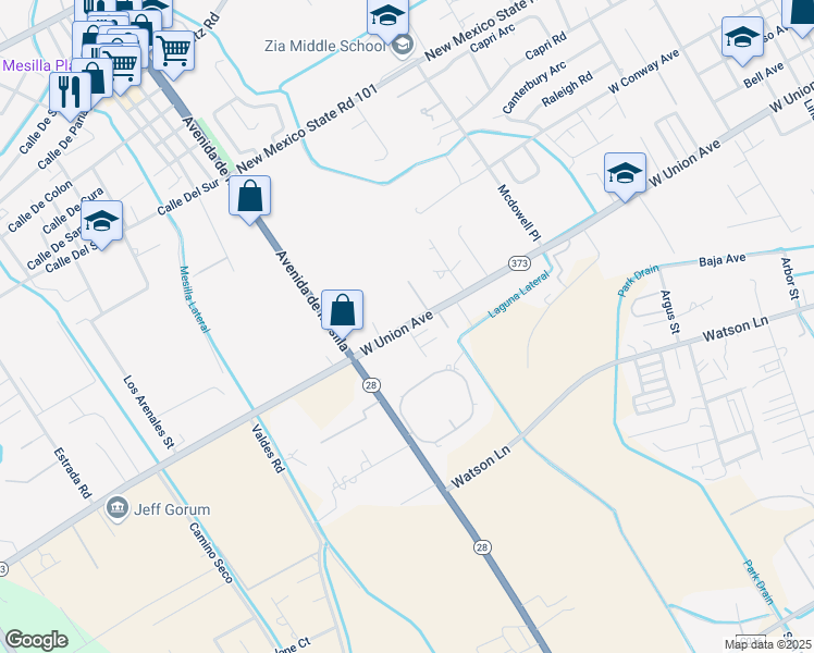 map of restaurants, bars, coffee shops, grocery stores, and more near 1832 W Union Ave in Las Cruces