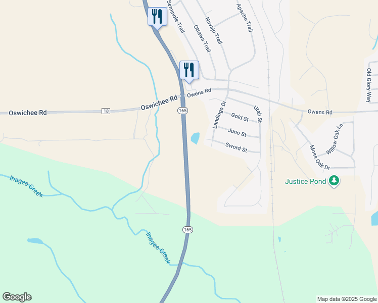 map of restaurants, bars, coffee shops, grocery stores, and more near 1133 Alabama 165 in Fort Mitchell