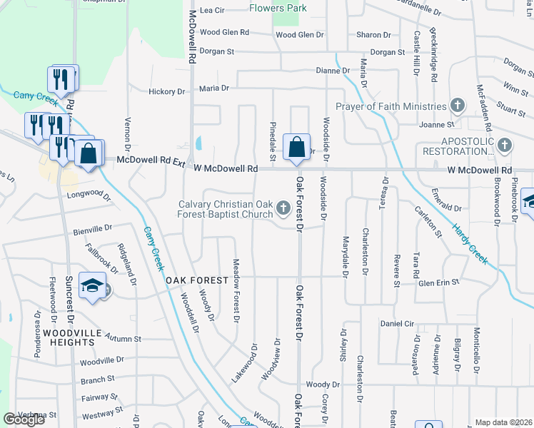 map of restaurants, bars, coffee shops, grocery stores, and more near 1540 Woodburn Street in Jackson