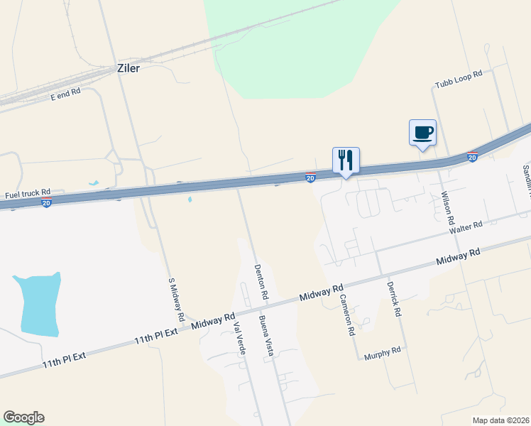 map of restaurants, bars, coffee shops, grocery stores, and more near 201-309 Denton Road in Big Spring