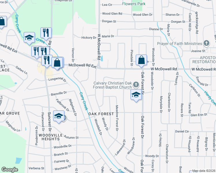 map of restaurants, bars, coffee shops, grocery stores, and more near 1652 Woodburn Street in Jackson