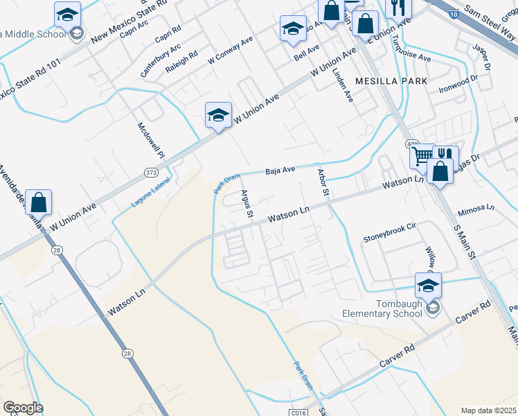 map of restaurants, bars, coffee shops, grocery stores, and more near 737 Windsong Lane in Las Cruces
