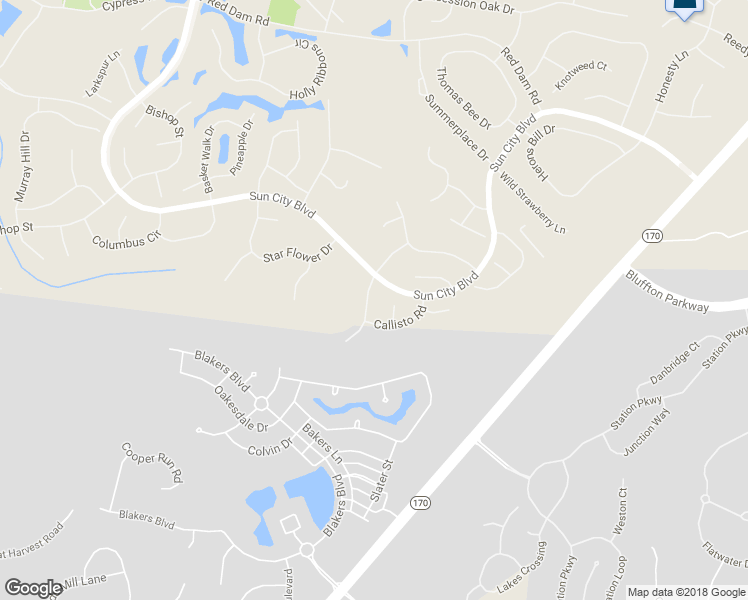 map of restaurants, bars, coffee shops, grocery stores, and more near 15 Orion Place in Bluffton