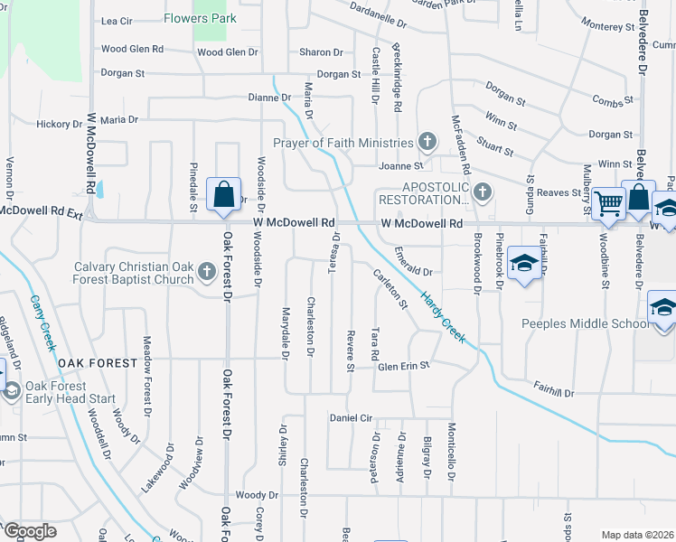 map of restaurants, bars, coffee shops, grocery stores, and more near 2710 Teresa Drive in Jackson