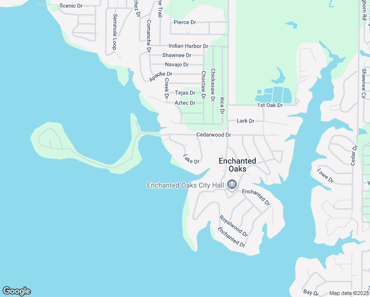 map of restaurants, bars, coffee shops, grocery stores, and more near 178 Lake Drive in Enchanted Oaks