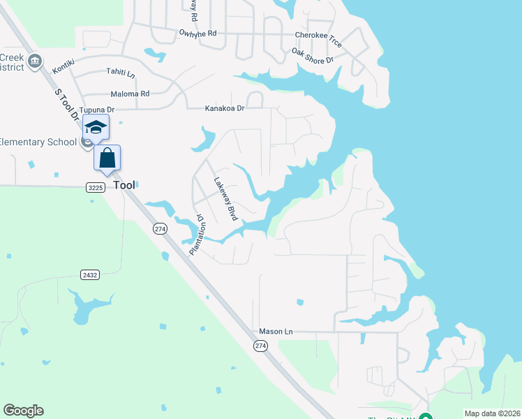 map of restaurants, bars, coffee shops, grocery stores, and more near 118 Ridgeoak Way in Tool