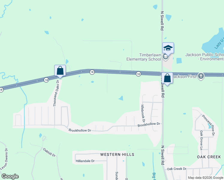 map of restaurants, bars, coffee shops, grocery stores, and more near 1170 Mikelle Road in Jackson