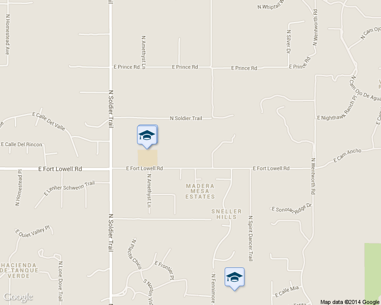 map of restaurants, bars, coffee shops, grocery stores, and more near 12205 East Fort Lowell Road in Tucson
