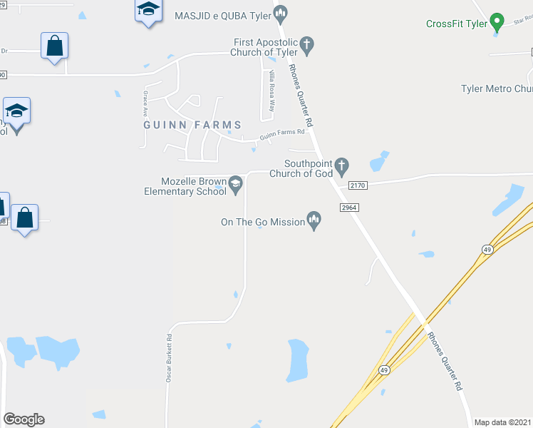 map of restaurants, bars, coffee shops, grocery stores, and more near 14659 County Road 2191 in Whitehouse