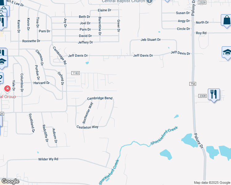 map of restaurants, bars, coffee shops, grocery stores, and more near 1016 Cambridge Bend in Tyler