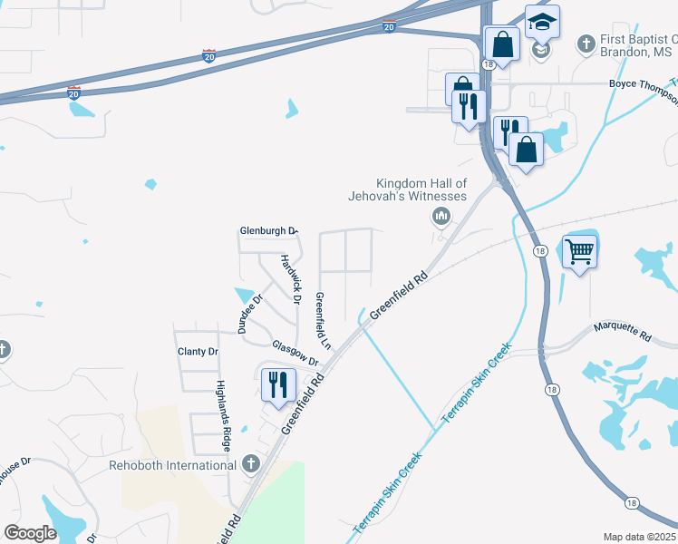 map of restaurants, bars, coffee shops, grocery stores, and more near 231 Village Cove in Pearl