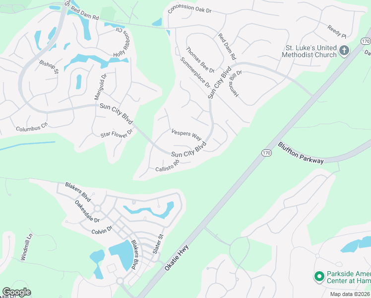 map of restaurants, bars, coffee shops, grocery stores, and more near 9 Ceres Court in Bluffton