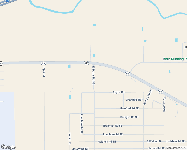 map of restaurants, bars, coffee shops, grocery stores, and more near El Gordo Road Southeast in Deming