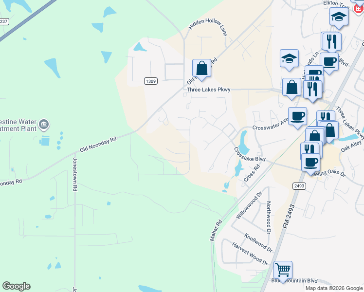 map of restaurants, bars, coffee shops, grocery stores, and more near 14672 County Road 192 in Tyler