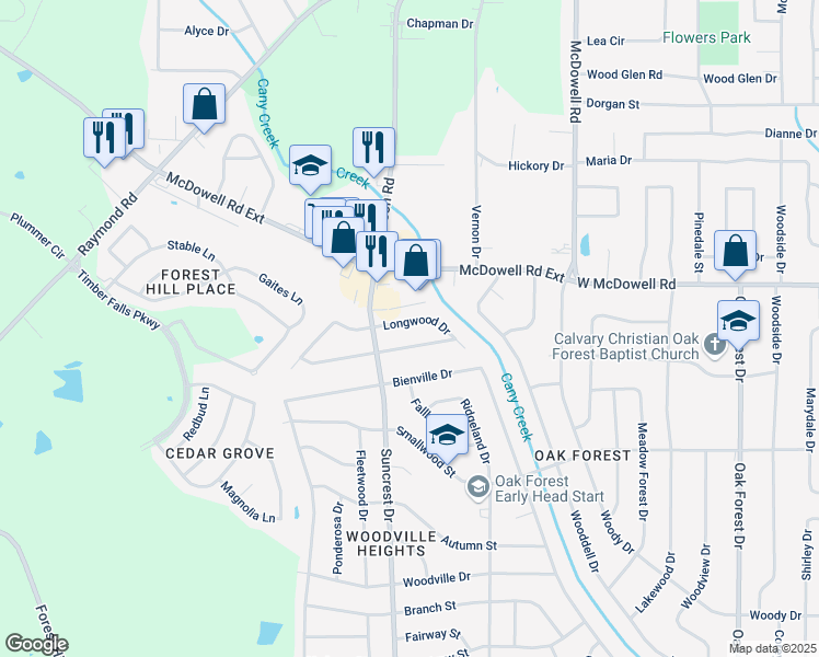 map of restaurants, bars, coffee shops, grocery stores, and more near 1843 Teakwood Drive in Jackson
