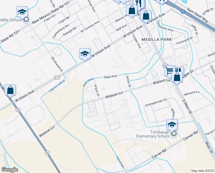 map of restaurants, bars, coffee shops, grocery stores, and more near 720 Watson Lane in Las Cruces