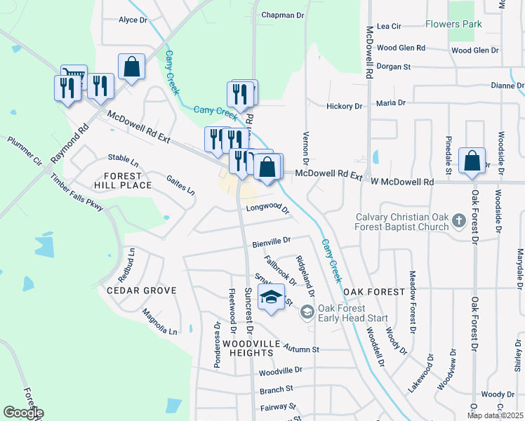 map of restaurants, bars, coffee shops, grocery stores, and more near 1843 Teakwood Drive in Jackson