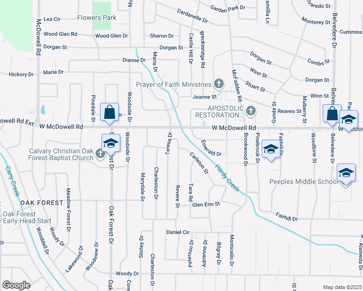 map of restaurants, bars, coffee shops, grocery stores, and more near 2729 Carleton Street in Jackson