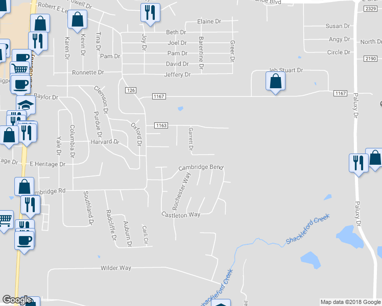 map of restaurants, bars, coffee shops, grocery stores, and more near 8339 Garrett Drive in Tyler