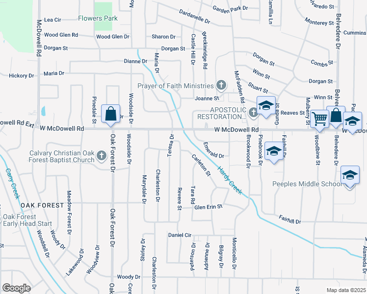 map of restaurants, bars, coffee shops, grocery stores, and more near 2729 Carleton Street in Jackson