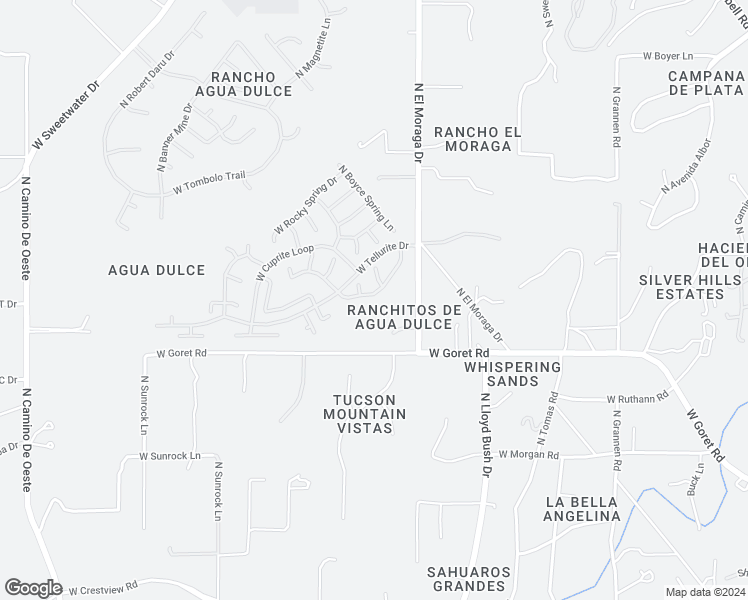 map of restaurants, bars, coffee shops, grocery stores, and more near 3895 West Valley Mine Drive in Tucson