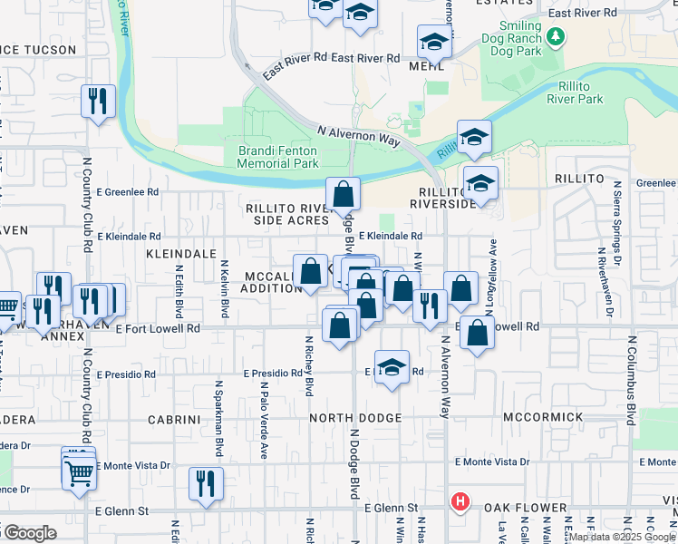 map of restaurants, bars, coffee shops, grocery stores, and more near in Kleindale